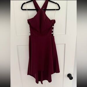 Elegant Burgundy Halter Dress